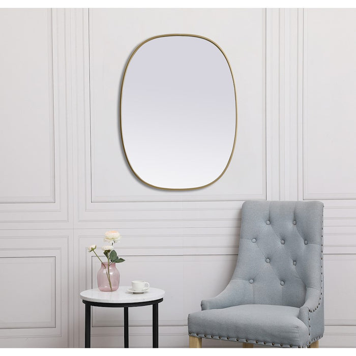 Elegant Decor Brynn Metal Frame Oval Mirror 30X40", Brass