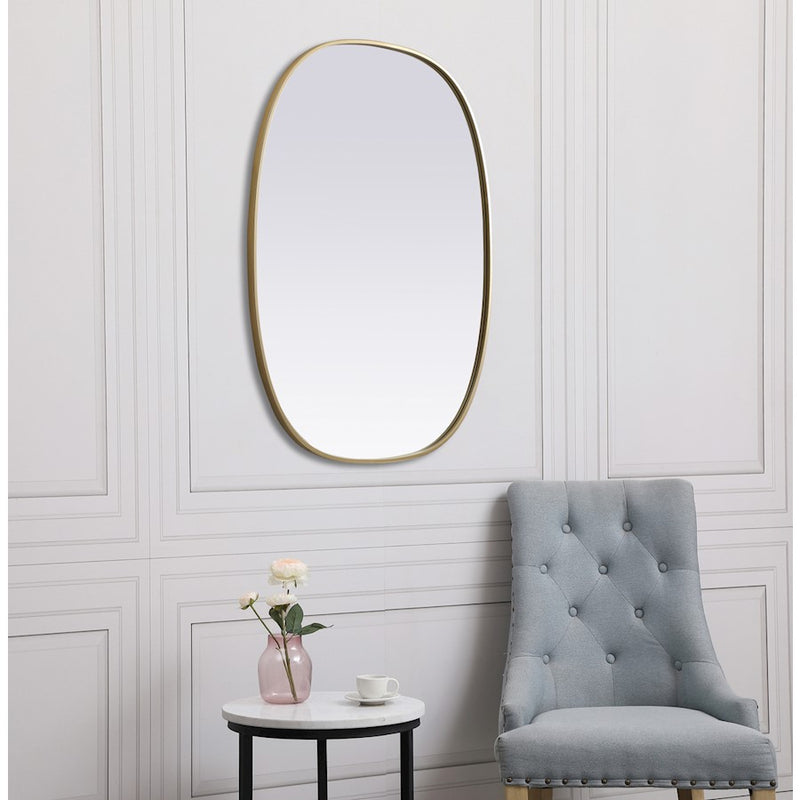Elegant Decor Brynn Metal Frame Oval Mirror 30X40", Brass
