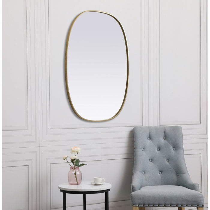 Elegant Decor Brynn Metal Frame Oval Mirror 30X40", Brass