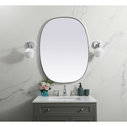 Elegant Decor Brynn Metal Frame Oval Mirror 30X40", Silver