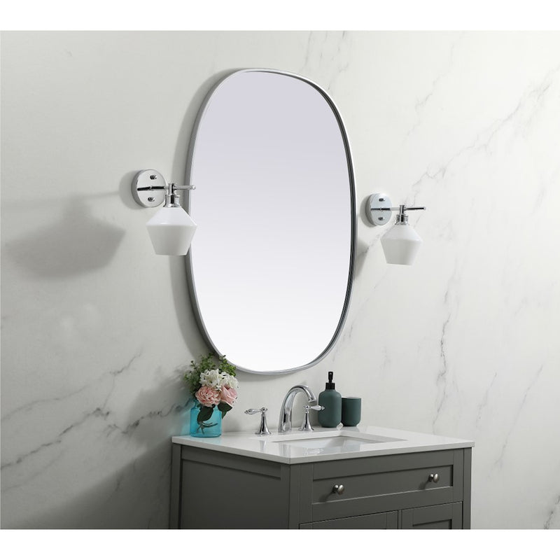 Elegant Decor Brynn Metal Frame Oval Mirror 30X40", Silver