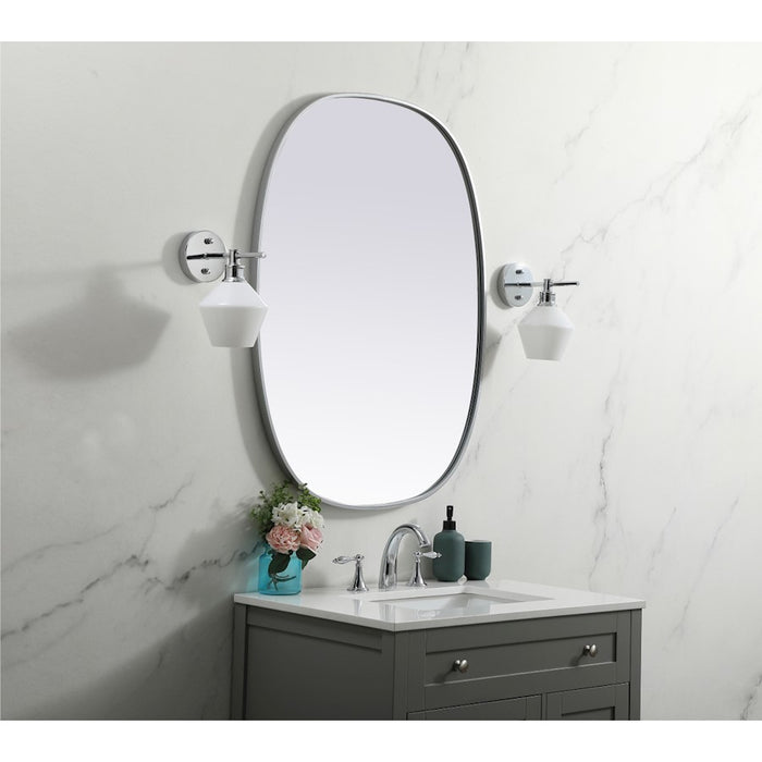 Elegant Decor Brynn Metal Frame Oval Mirror 30X40", Silver