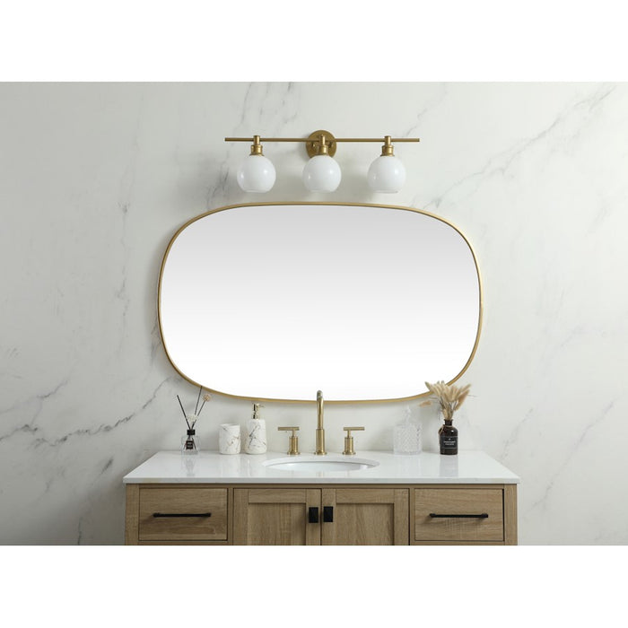 Elegant Decor Brynn Metal Frame Oval Mirror 30X48", Brass