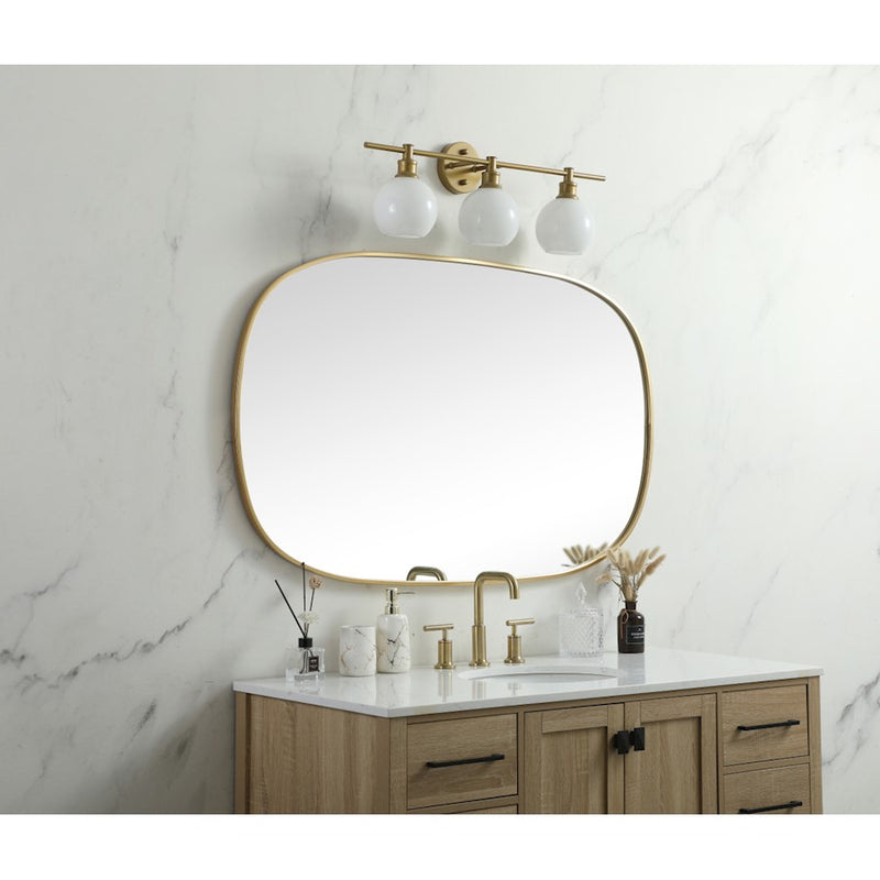 Elegant Decor Brynn Metal Frame Oval Mirror 30X48", Brass
