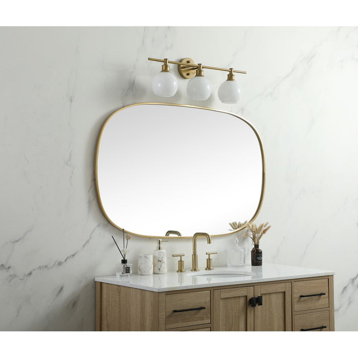 Elegant Decor Brynn Metal Frame Oval Mirror 30X48", Brass