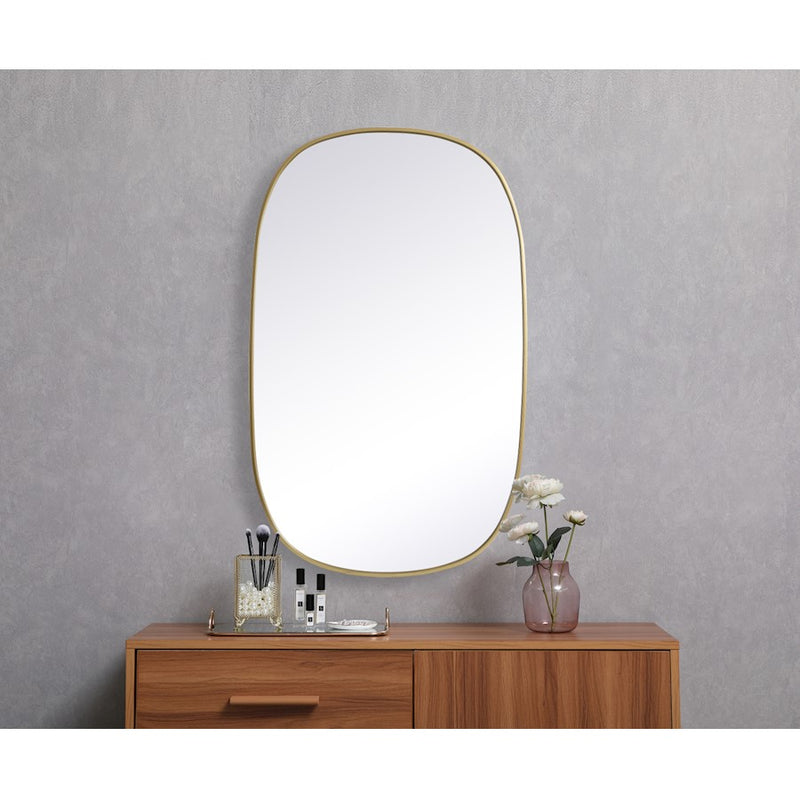 Elegant Decor Brynn Metal Frame Oval Mirror 30X48", Brass