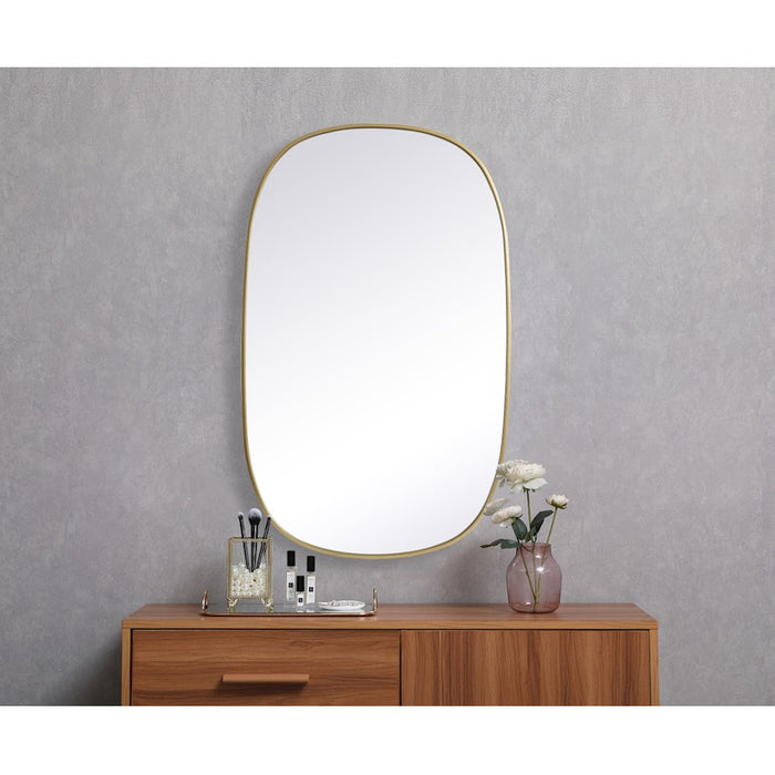 Elegant Decor Brynn Metal Frame Oval Mirror 30X48", Brass