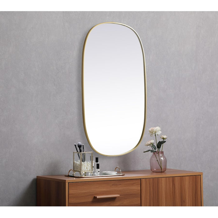 Elegant Decor Brynn Metal Frame Oval Mirror 30X48", Brass