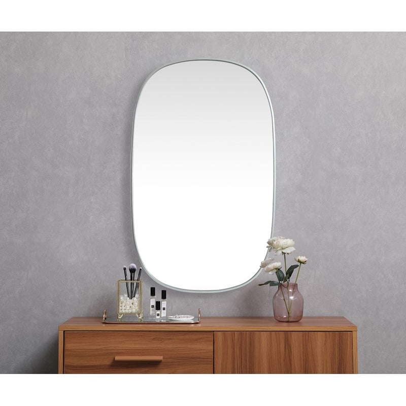 Elegant Decor Brynn Metal Frame Oval Mirror 30X48", Silver