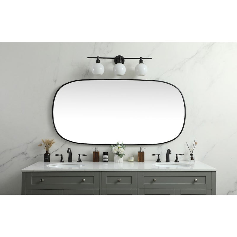Elegant Decor Brynn Metal Frame Oval Mirror 30X60", Black