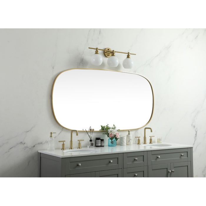Elegant Decor Brynn Metal Frame Oval Mirror 30X60", Brass