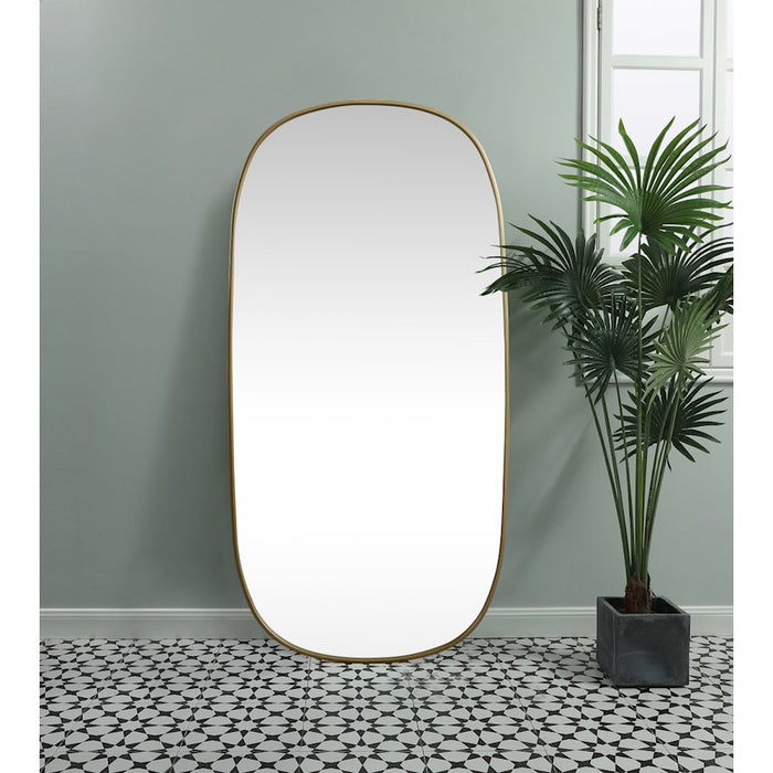 Elegant Decor Brynn Metal Frame Oval Mirror 30X60", Brass