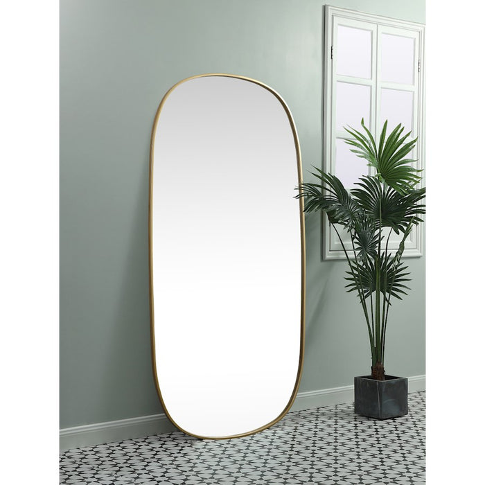 Elegant Decor Brynn Metal Frame Oval Mirror 30X60", Brass
