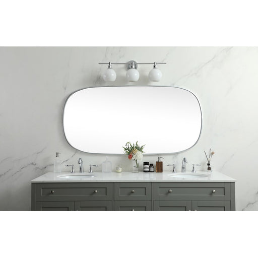 Elegant Decor Brynn Metal Frame Oval Mirror 30X60", Silver
