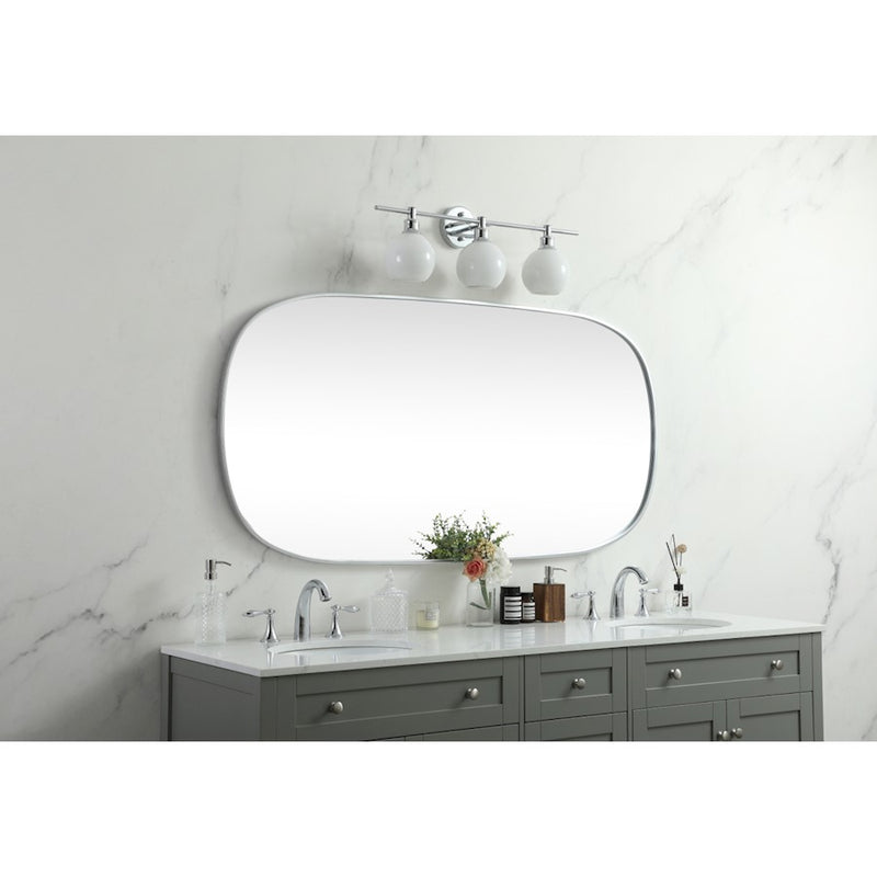 Elegant Decor Brynn Metal Frame Oval Mirror 30X60", Silver