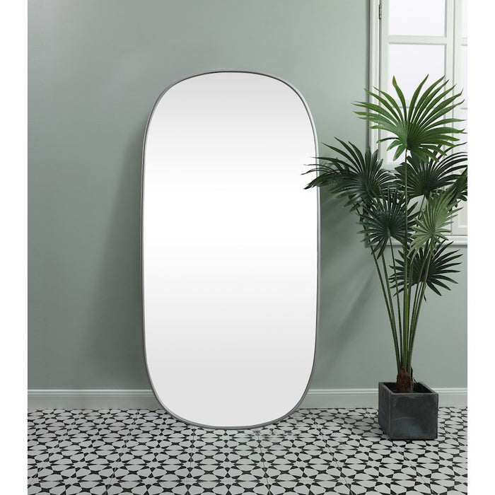 Elegant Decor Brynn Metal Frame Oval Mirror 30X60", Silver