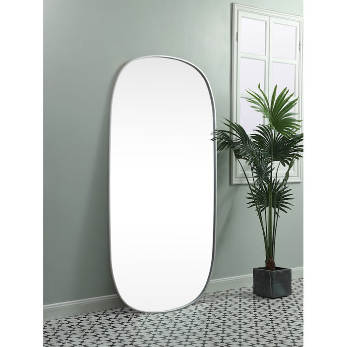 Elegant Decor Brynn Metal Frame Oval Mirror 30X60", Silver
