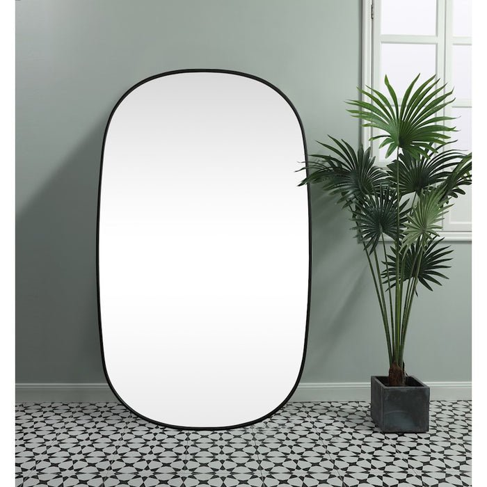 Elegant Decor Brynn Metal Frame Oval Mirror 36X60", Black