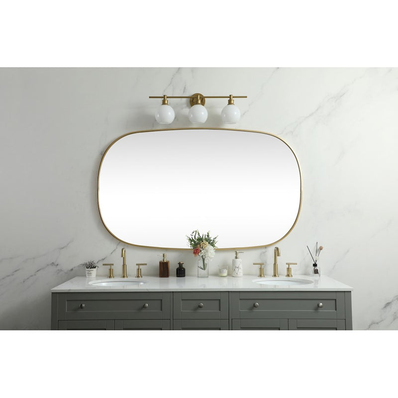 Elegant Decor Brynn Metal Frame Oval Mirror 36X60", Brass