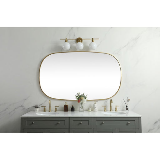 Elegant Decor Brynn Metal Frame Oval Mirror 36X60", Brass