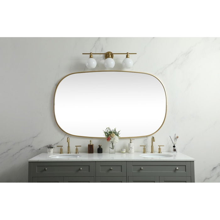 Elegant Decor Brynn Metal Frame Oval Mirror 36X60", Brass