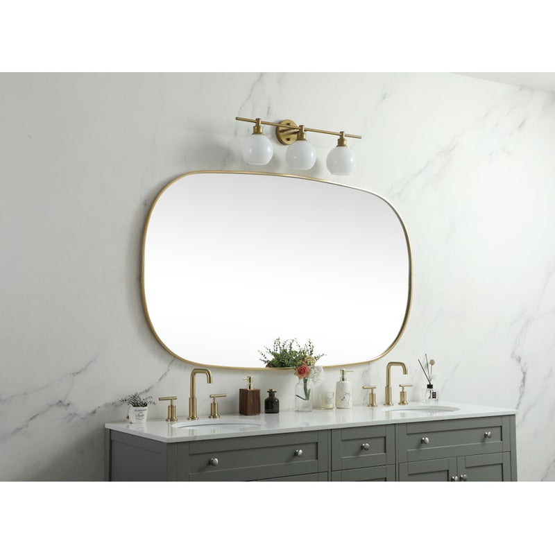 Elegant Decor Brynn Metal Frame Oval Mirror 36X60", Brass
