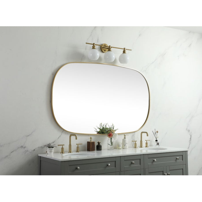 Elegant Decor Brynn Metal Frame Oval Mirror 36X60", Brass