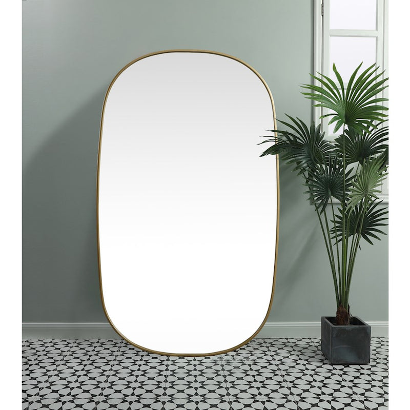 Elegant Decor Brynn Metal Frame Oval Mirror 36X60", Brass