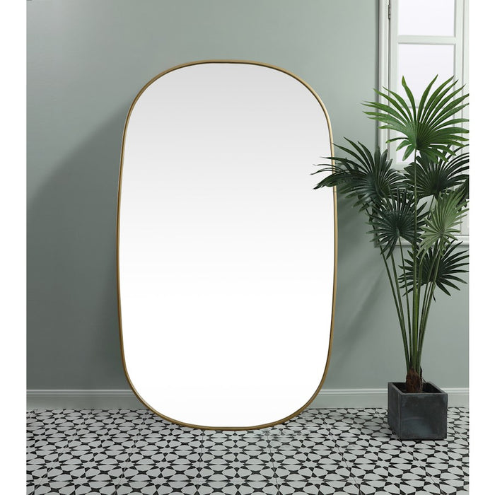 Elegant Decor Brynn Metal Frame Oval Mirror 36X60", Brass