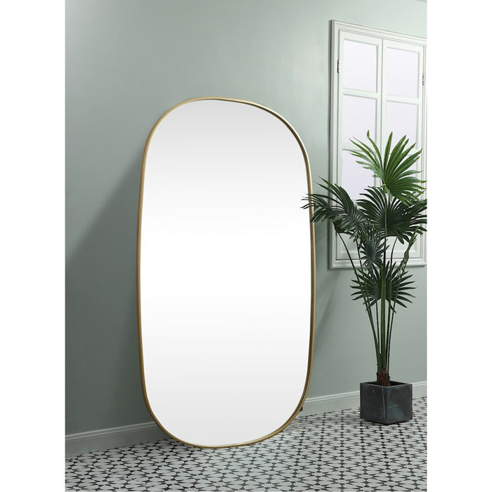 Elegant Decor Brynn Metal Frame Oval Mirror 36X60", Brass