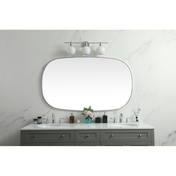 Elegant Decor Brynn Metal Frame Oval Mirror 36X60", Silver