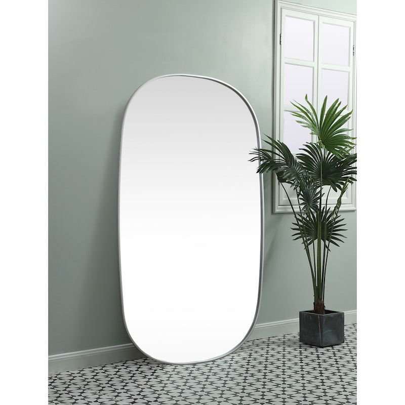Elegant Decor Brynn Metal Frame Oval Mirror 36X60", Silver