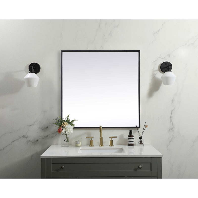 Elegant Decor Eternity Metal Frame Square Mirror 24", Black