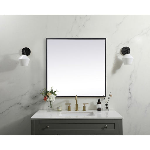 Elegant Decor Eternity Metal Frame Square Mirror 24", Black