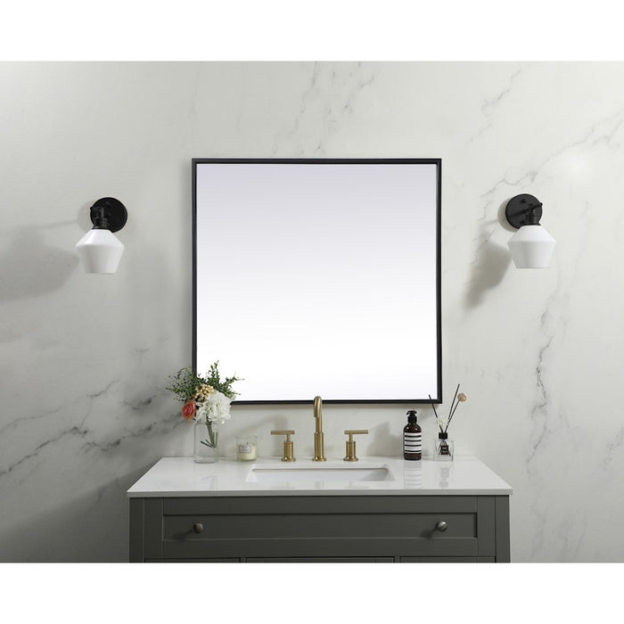 Elegant Decor Eternity Metal Frame Square Mirror 24", Black