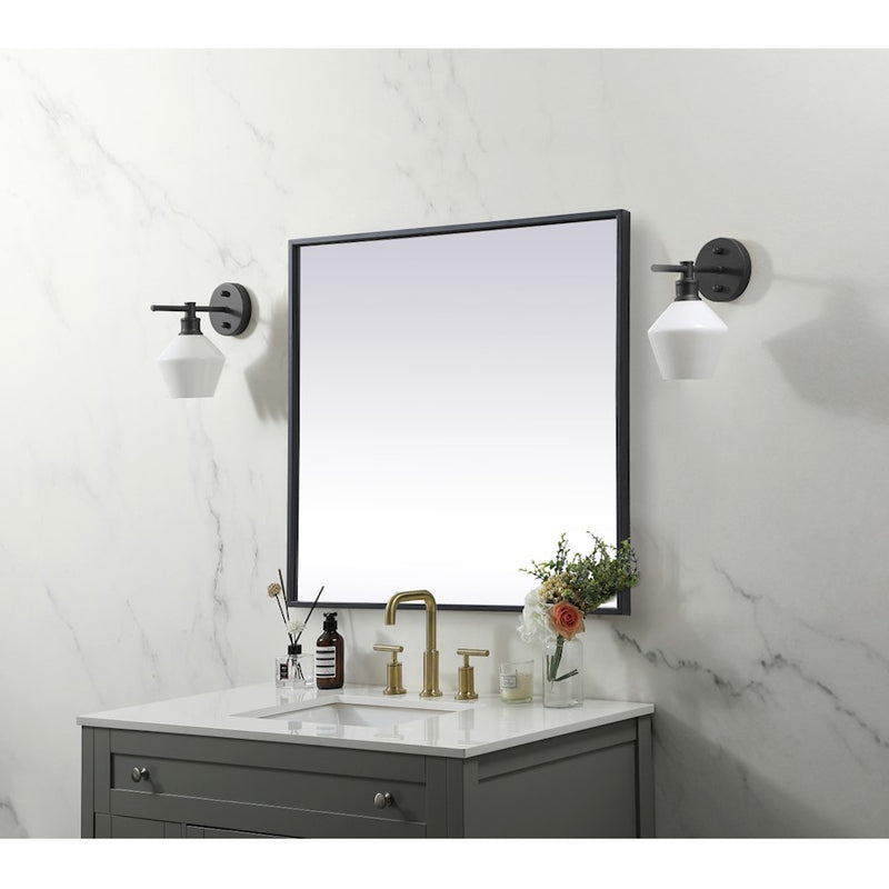 Elegant Decor Eternity Metal Frame Square Mirror 24", Black