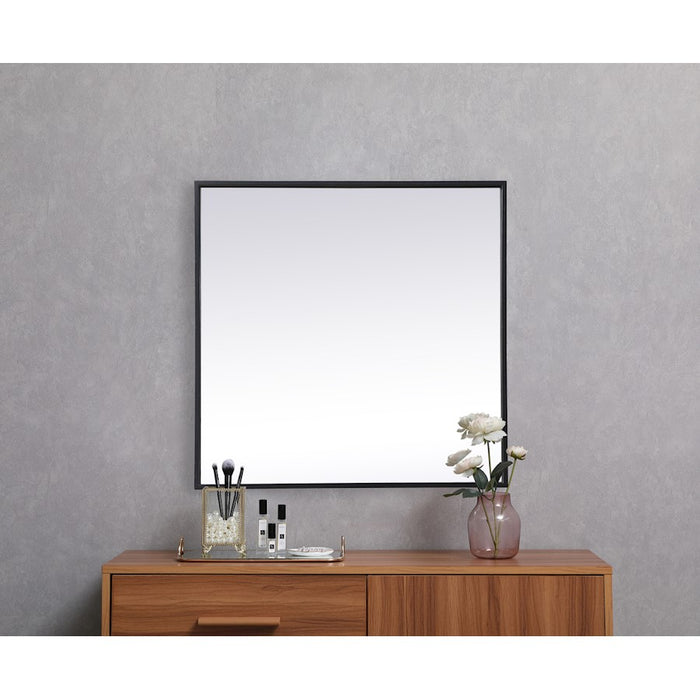 Elegant Decor Eternity Metal Frame Square Mirror 24", Black