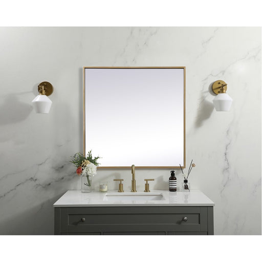 Elegant Decor Eternity Metal Frame Square Mirror 24", Brass