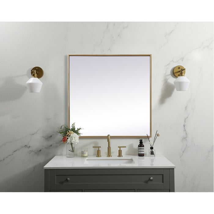 Elegant Decor Eternity Metal Frame Square Mirror 24", Brass