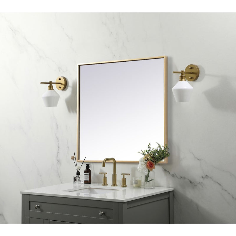 Elegant Decor Eternity Metal Frame Square Mirror 24", Brass