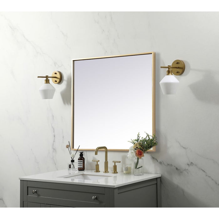 Elegant Decor Eternity Metal Frame Square Mirror 24", Brass
