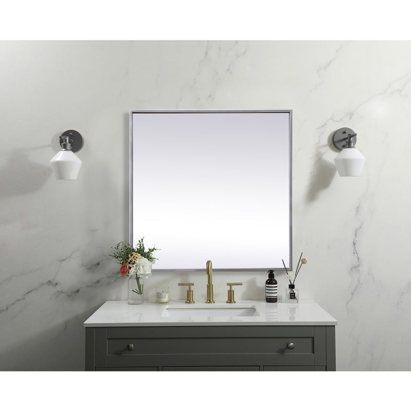 Elegant Decor Eternity Metal Frame Square Mirror 24", Silver