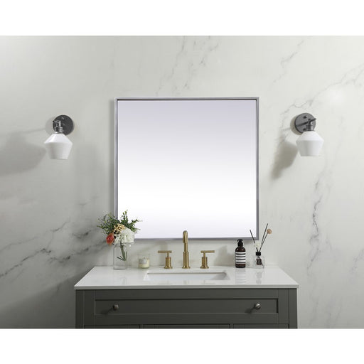 Elegant Decor Eternity Metal Frame Square Mirror 24", Silver
