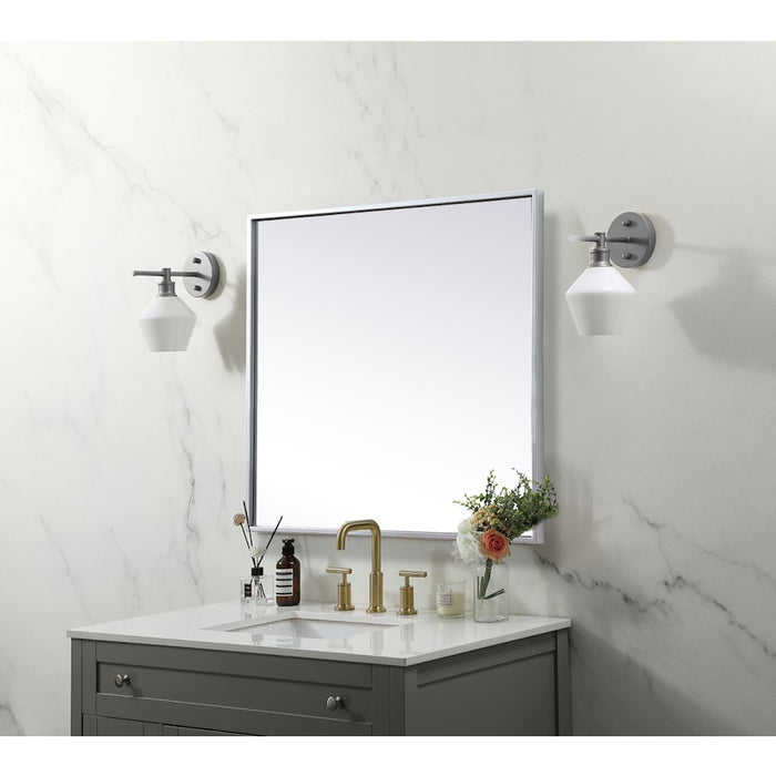 Elegant Decor Eternity Metal Frame Square Mirror 24", Silver