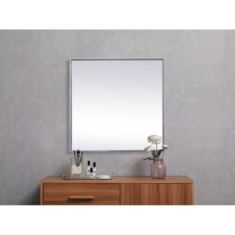 Elegant Decor Eternity Metal Frame Square Mirror 24", Silver