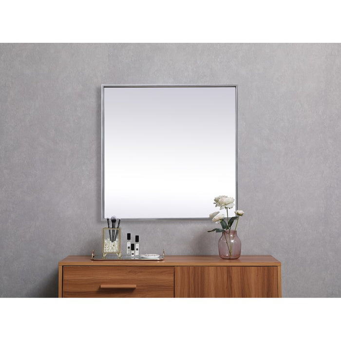 Elegant Decor Eternity Metal Frame Square Mirror 24", Silver