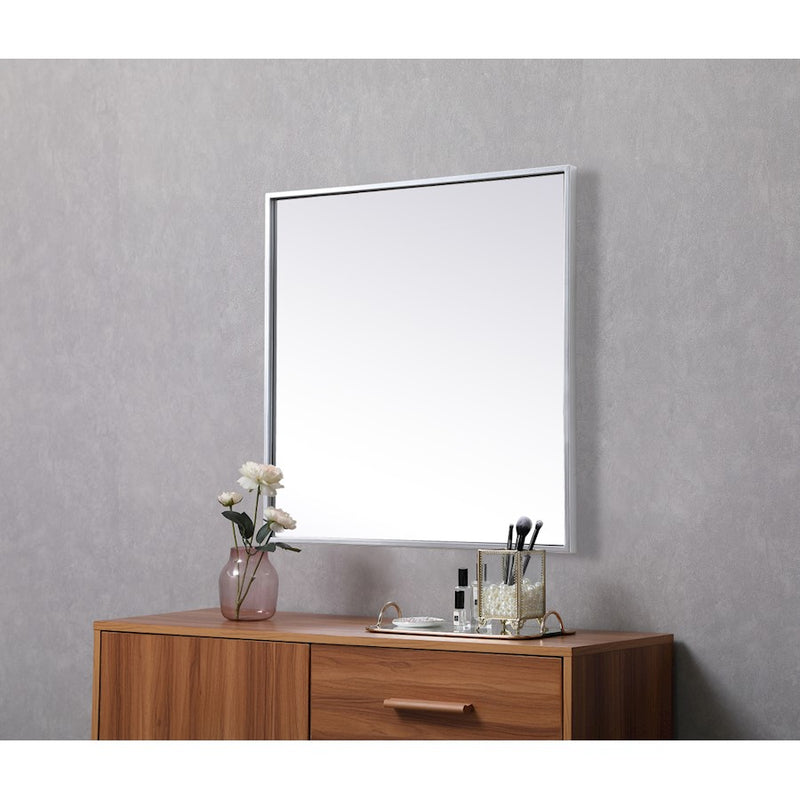 Elegant Decor Eternity Metal Frame Square Mirror 24", Silver