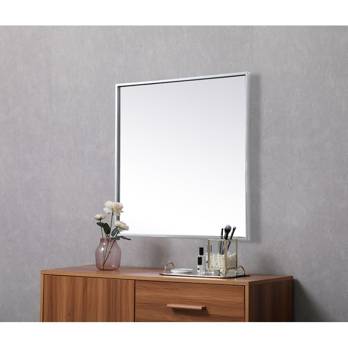 Elegant Decor Eternity Metal Frame Square Mirror 24", Silver