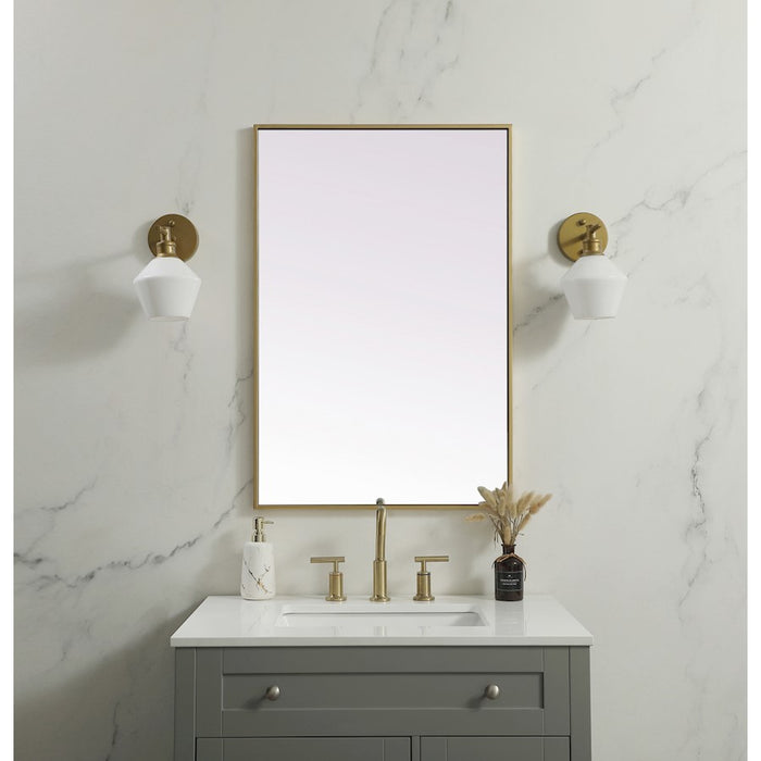 Elegant Decor Eternity Metal Frame Rectangle Mirror 24X36", Brass