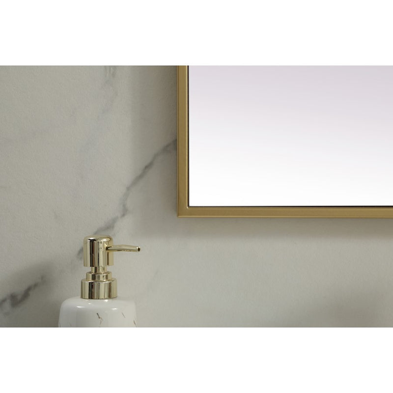 Elegant Decor Eternity Metal Frame Rectangle Mirror 24X36", Brass
